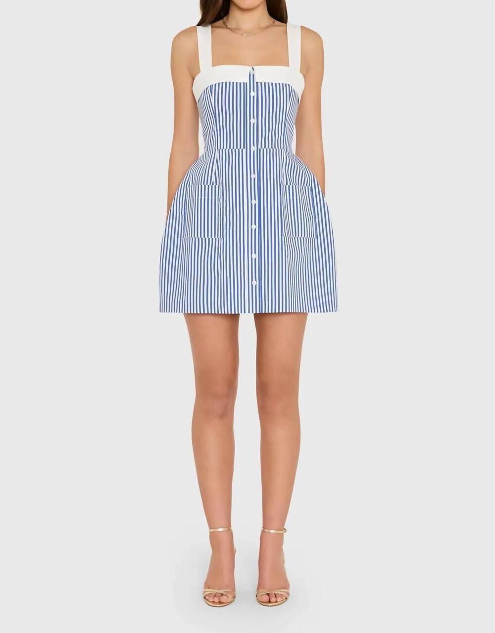 NEW AMANDA UPRICHARD mindy dress in blue ivory